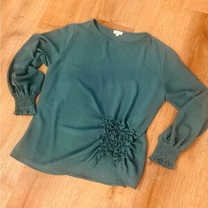 ODDY Deep Green Ruched Blouse